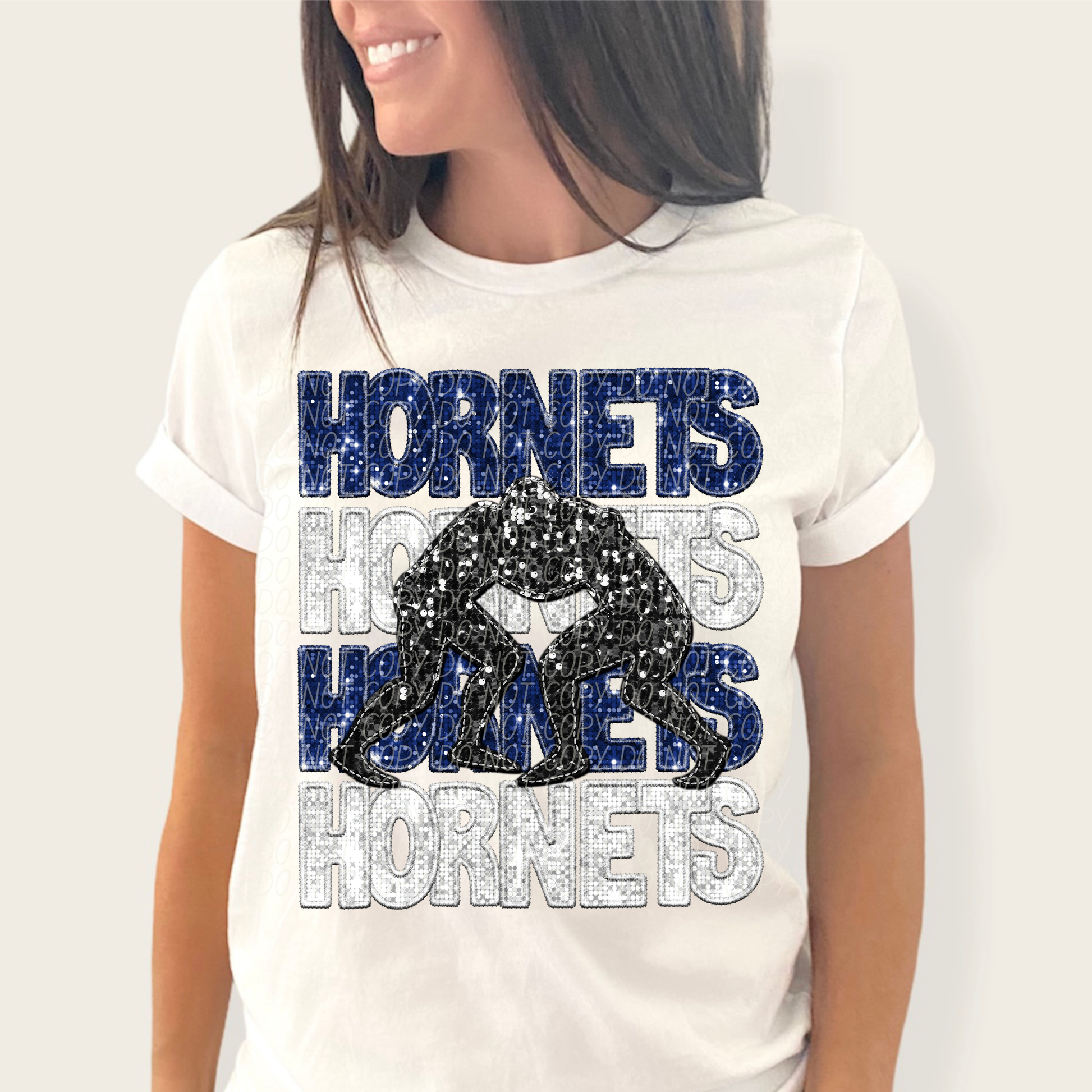 Hornets Blue White-[DTF Transfer]-Lovie T Designs