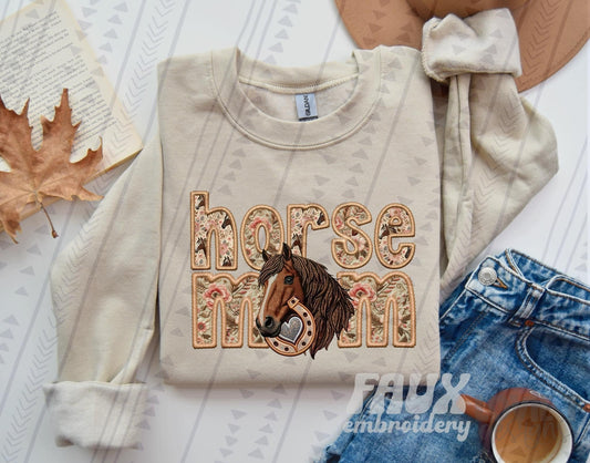 Horse Mom Faux Embroidery