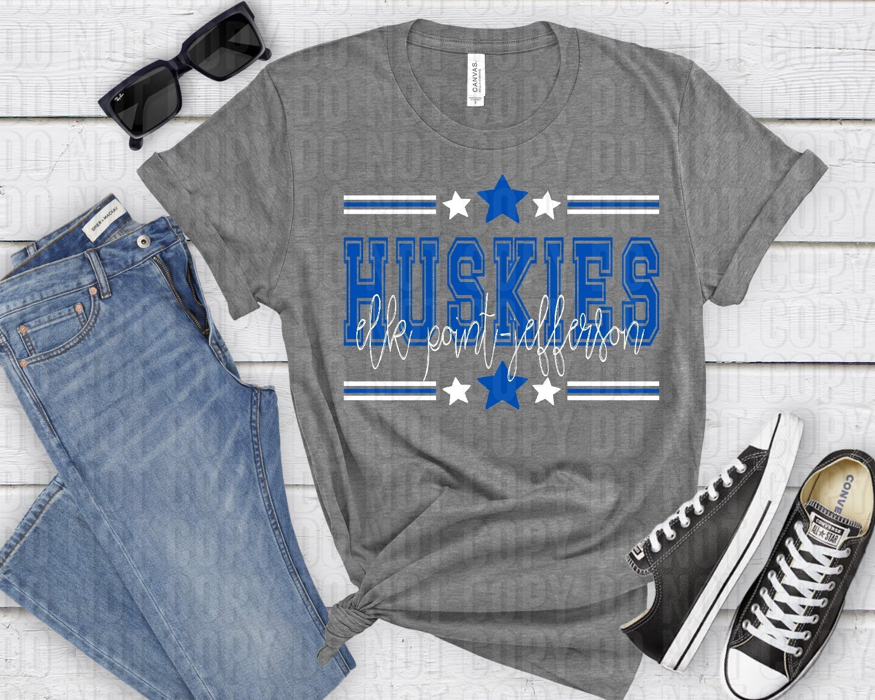 Huskies Elk Point-Jefferson White Blue All Stars-Lovie T Designs