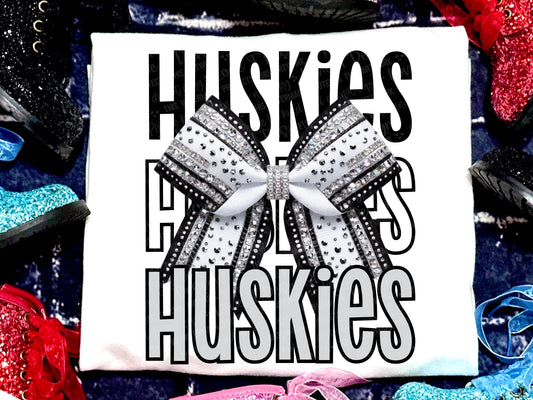 Huskies Faux Rhinestones Black White-Lovie T Designs