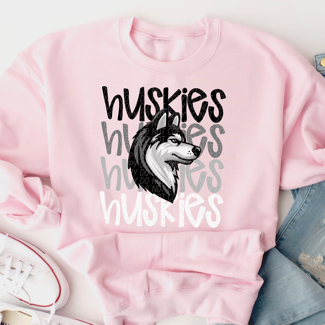 Huskies Monochromatic Mascots-Lovie T Designs