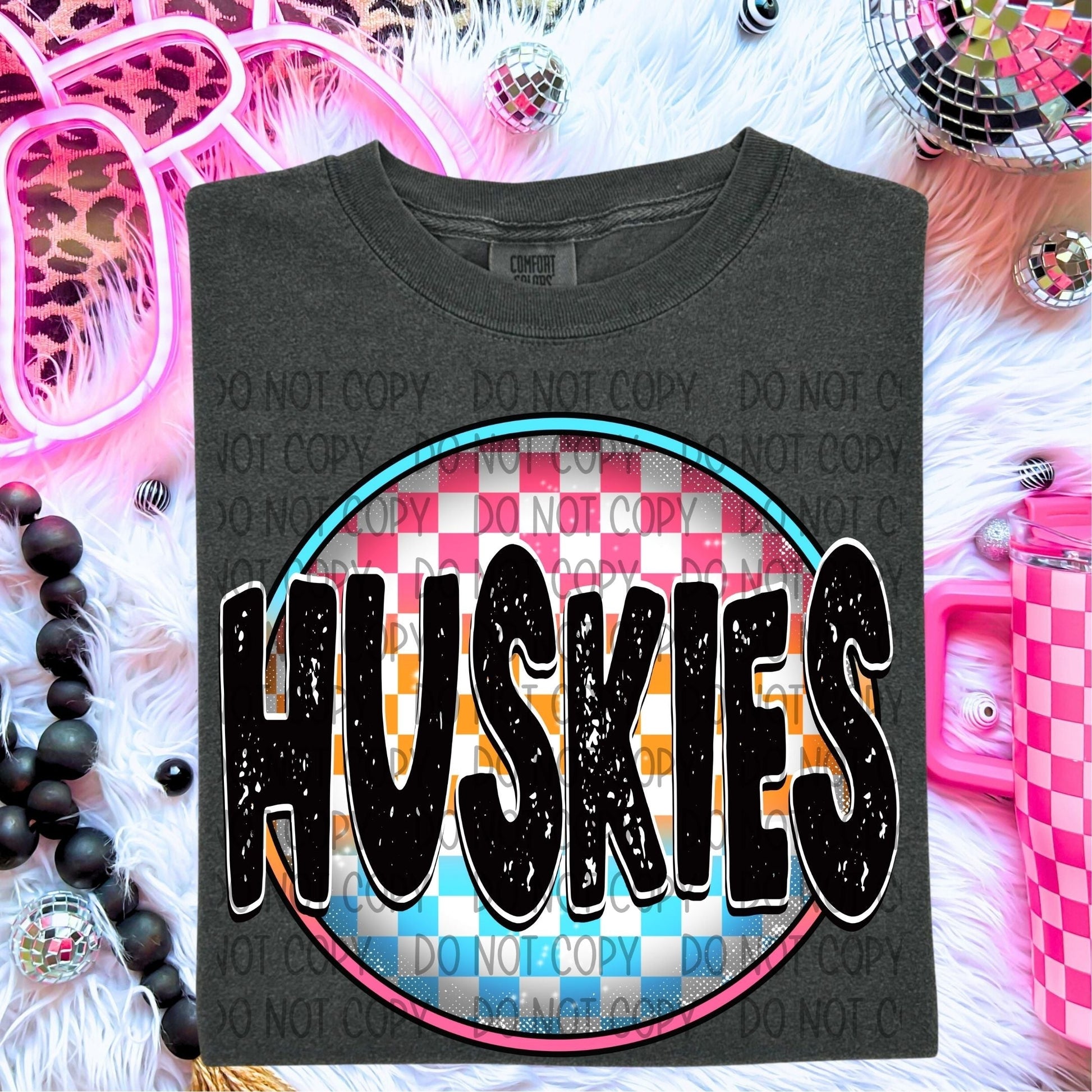 Huskies Neon Circle Mascots-Lovie T Designs