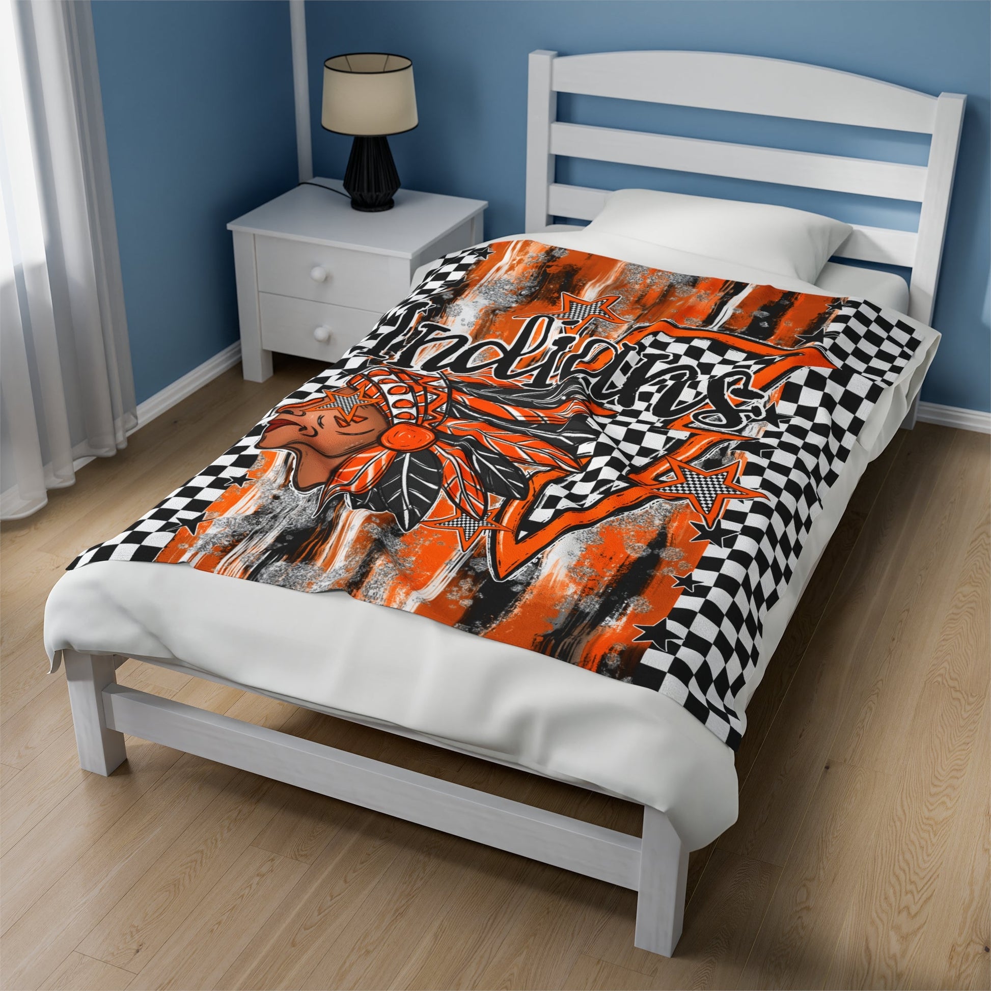 Indians Orange Bolt Blanket-Lovie T Designs