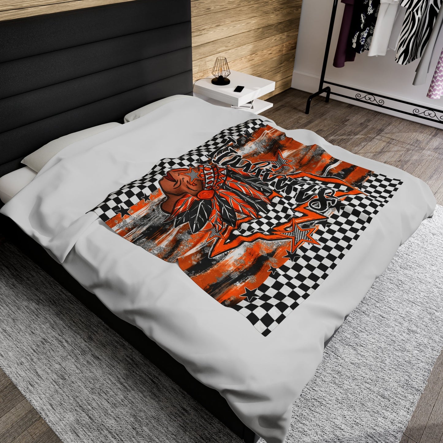 Indians Orange Bolt Blanket-Lovie T Designs