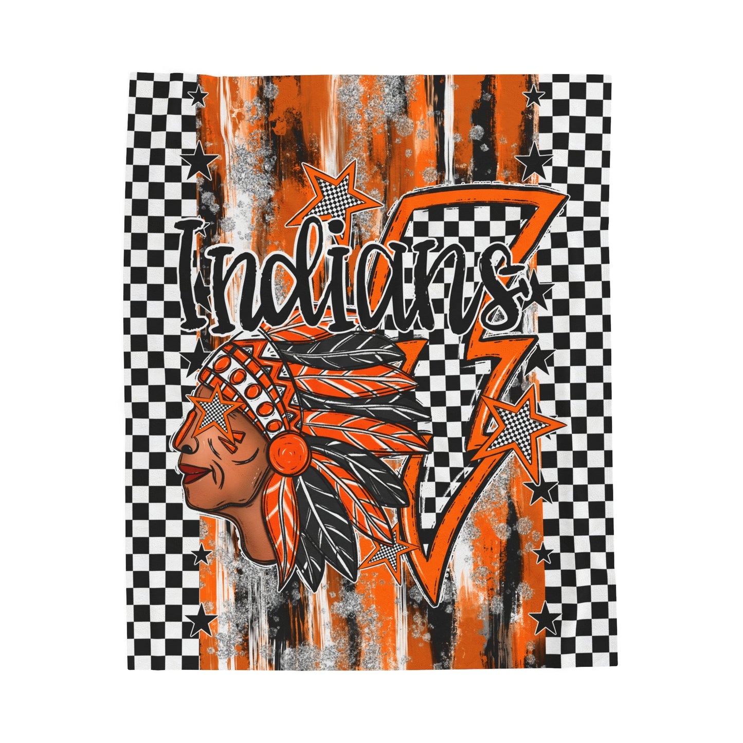 Indians Orange Bolt Blanket-Lovie T Designs