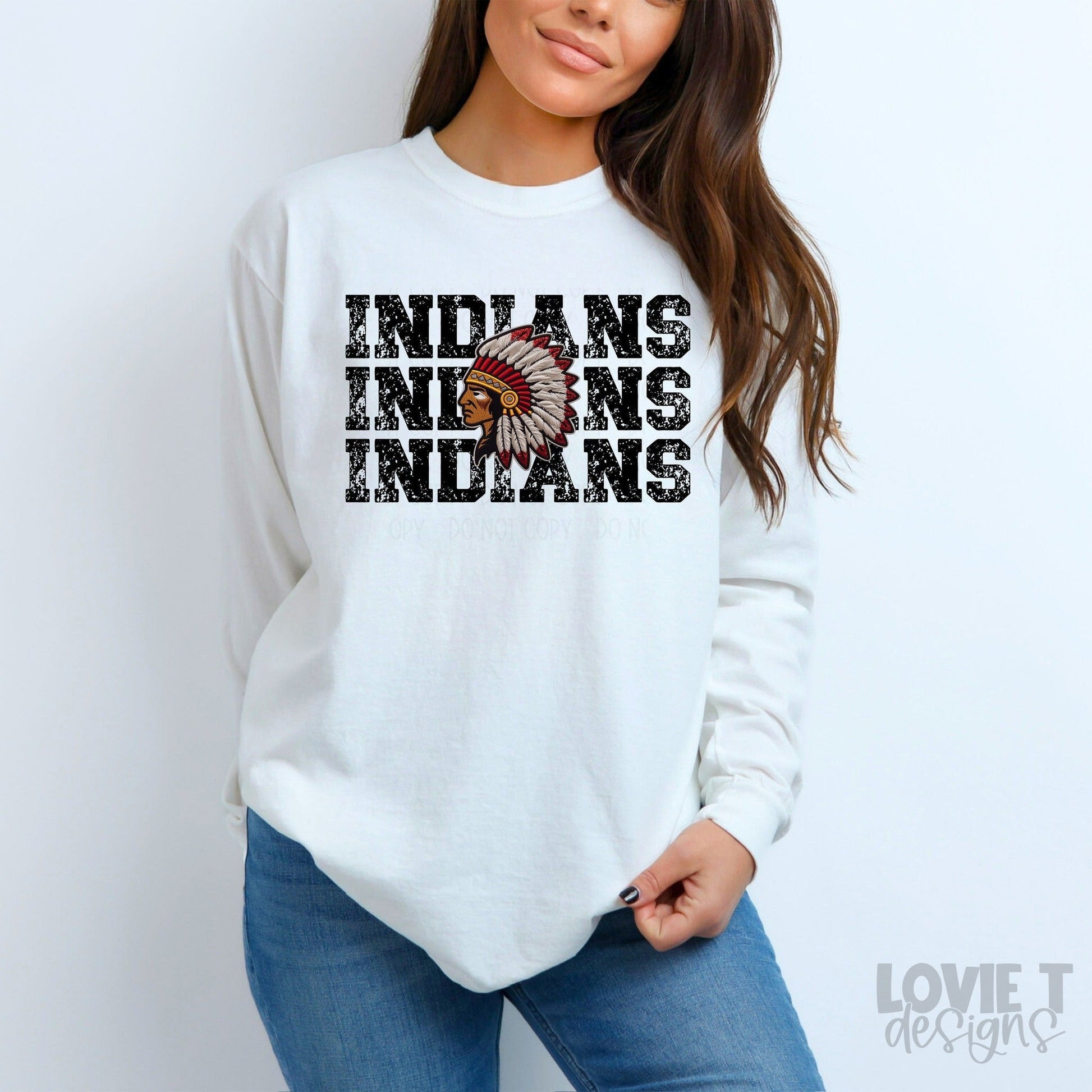 Indians Stacked Faux Embroidery