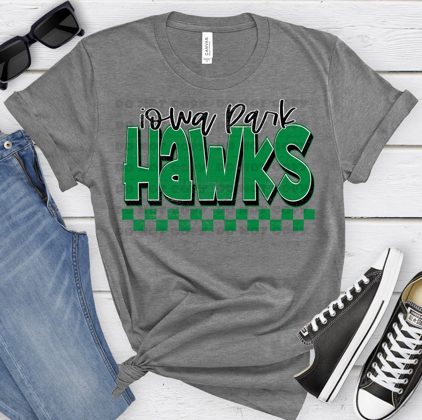 Iowa Park Hawks Green Black Grunge-Lovie T Designs