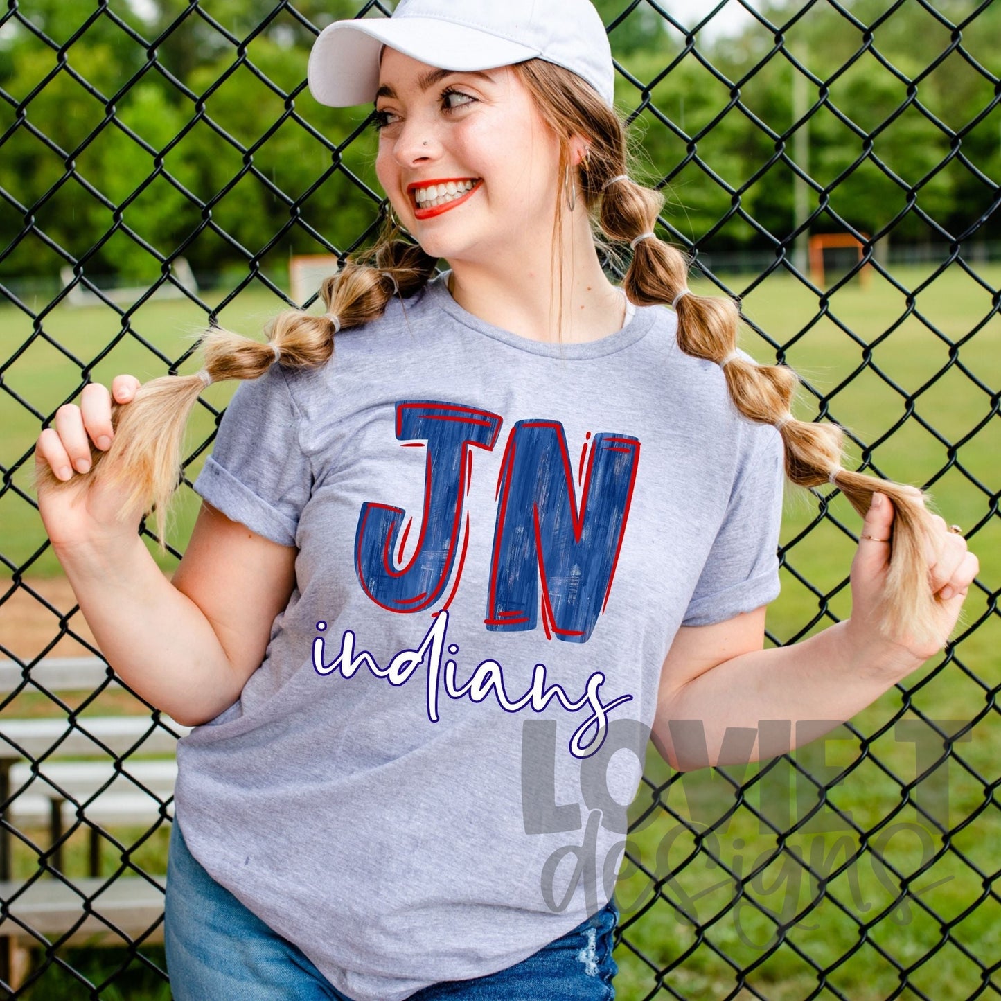 JN Indians Blue and Red Outline-Lovie T Designs