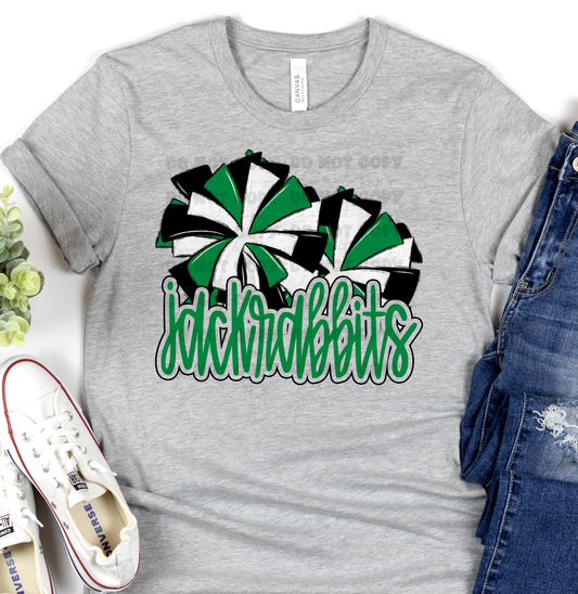 Jackrabbits Green Poms-Lovie T Designs