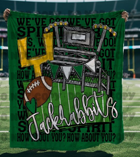 Jackrabbits Kelly Green Black We've Got Spirit Blanket-Lovie T Designs