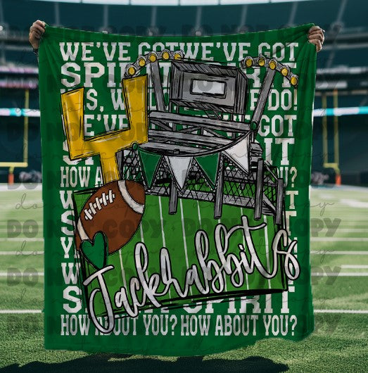 Jackrabbits Kelly Green White We've Got Spirit Blanket-Lovie T Designs