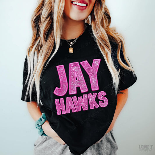 Jayhawks Embroidery & Sequin in Pink
