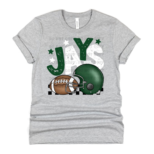 Jays Dark Green White FB Helmets-Lovie T Designs