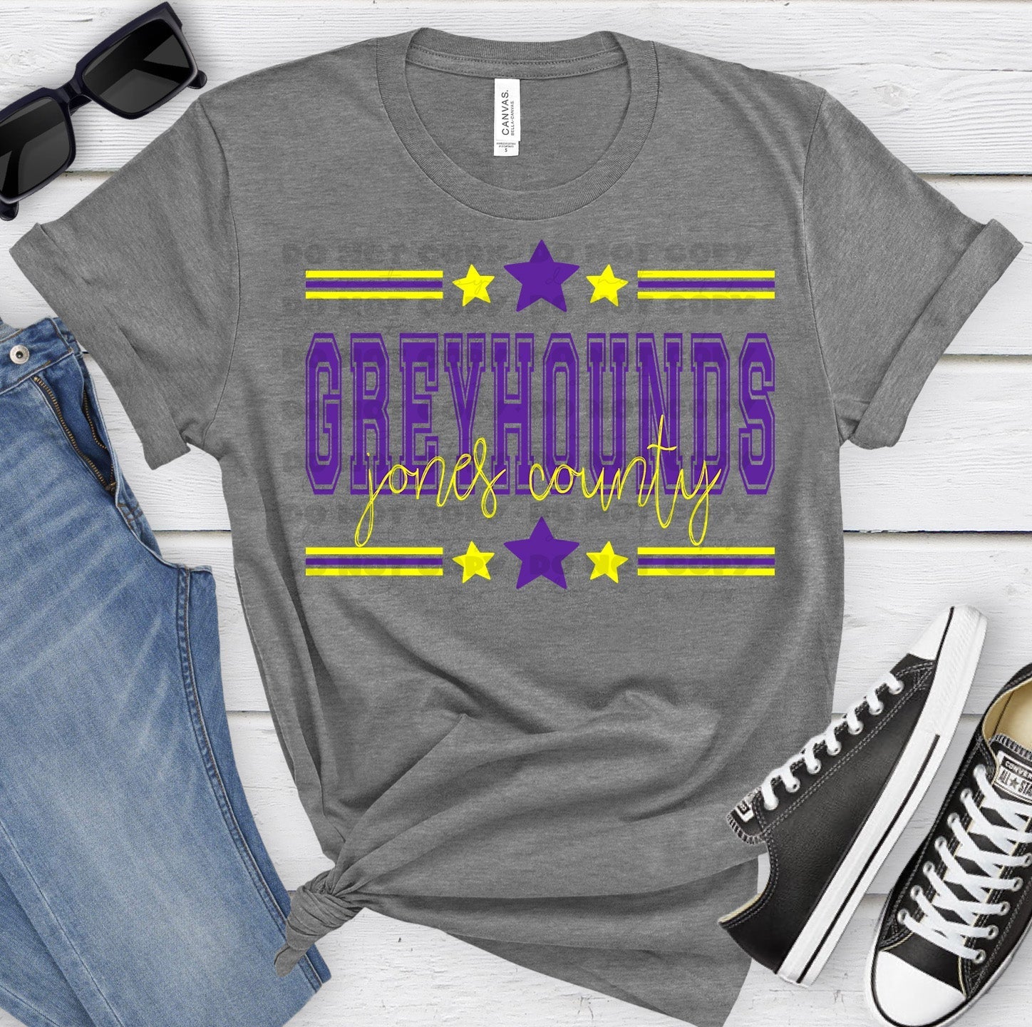 Jones County Greyhounds Purple Yellow All Stars-Lovie T Designs