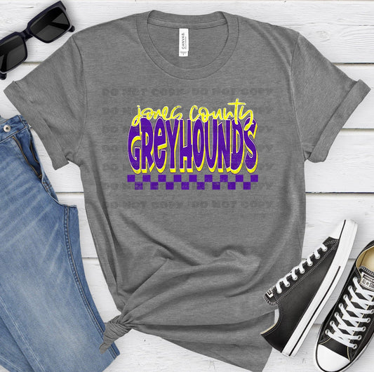 Jones County Greyhounds Purple Yellow Grunge-Lovie T Designs