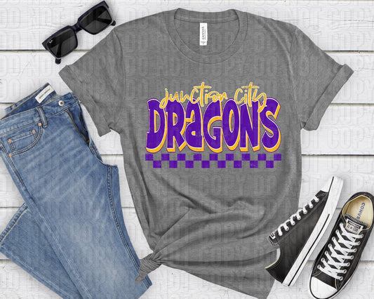 Junction City Dragons Gold Purple Grunge-Lovie T Designs