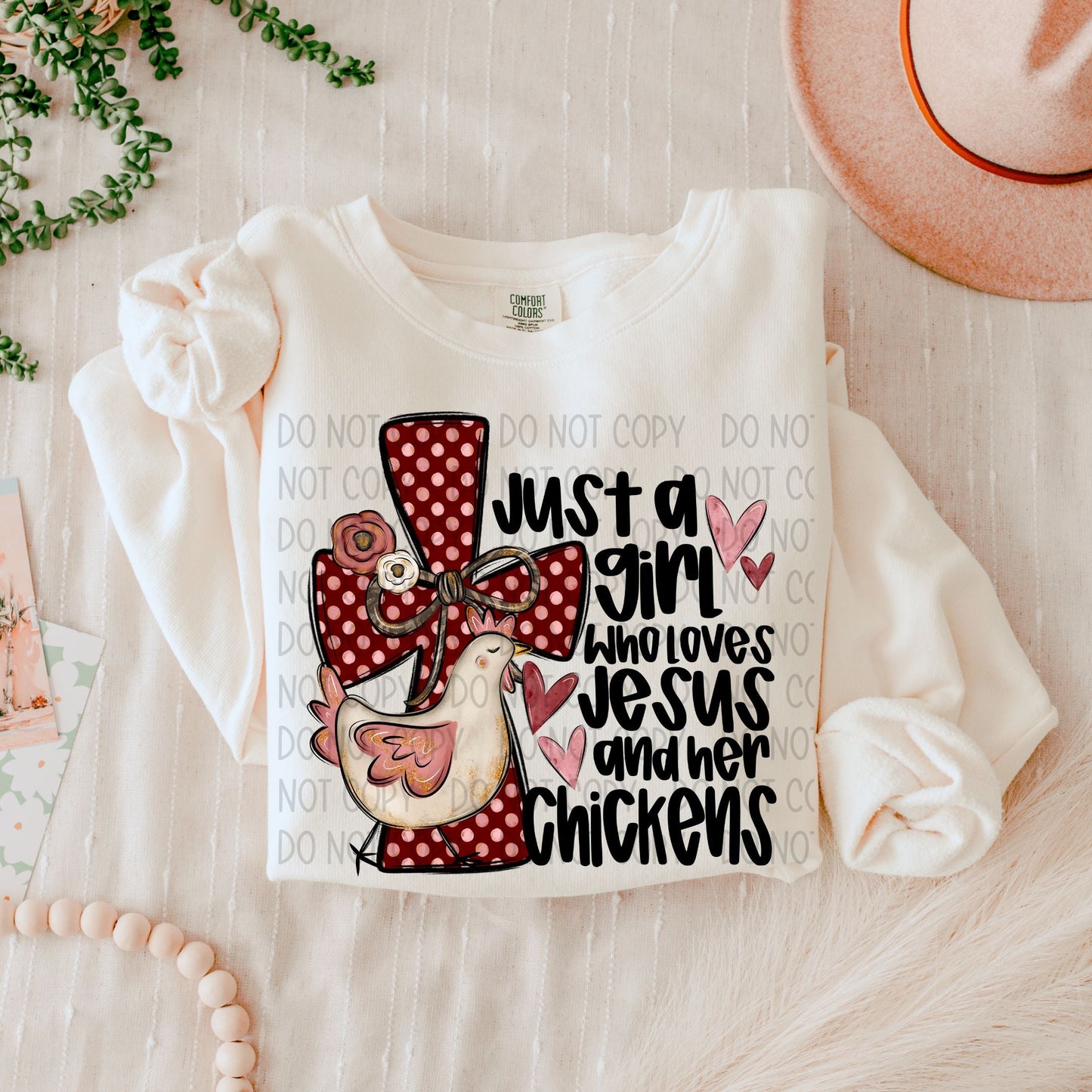 Just A Girl Who Loves Jesus And Her Chickens-[DTF Transfer]-Lovie T Designs