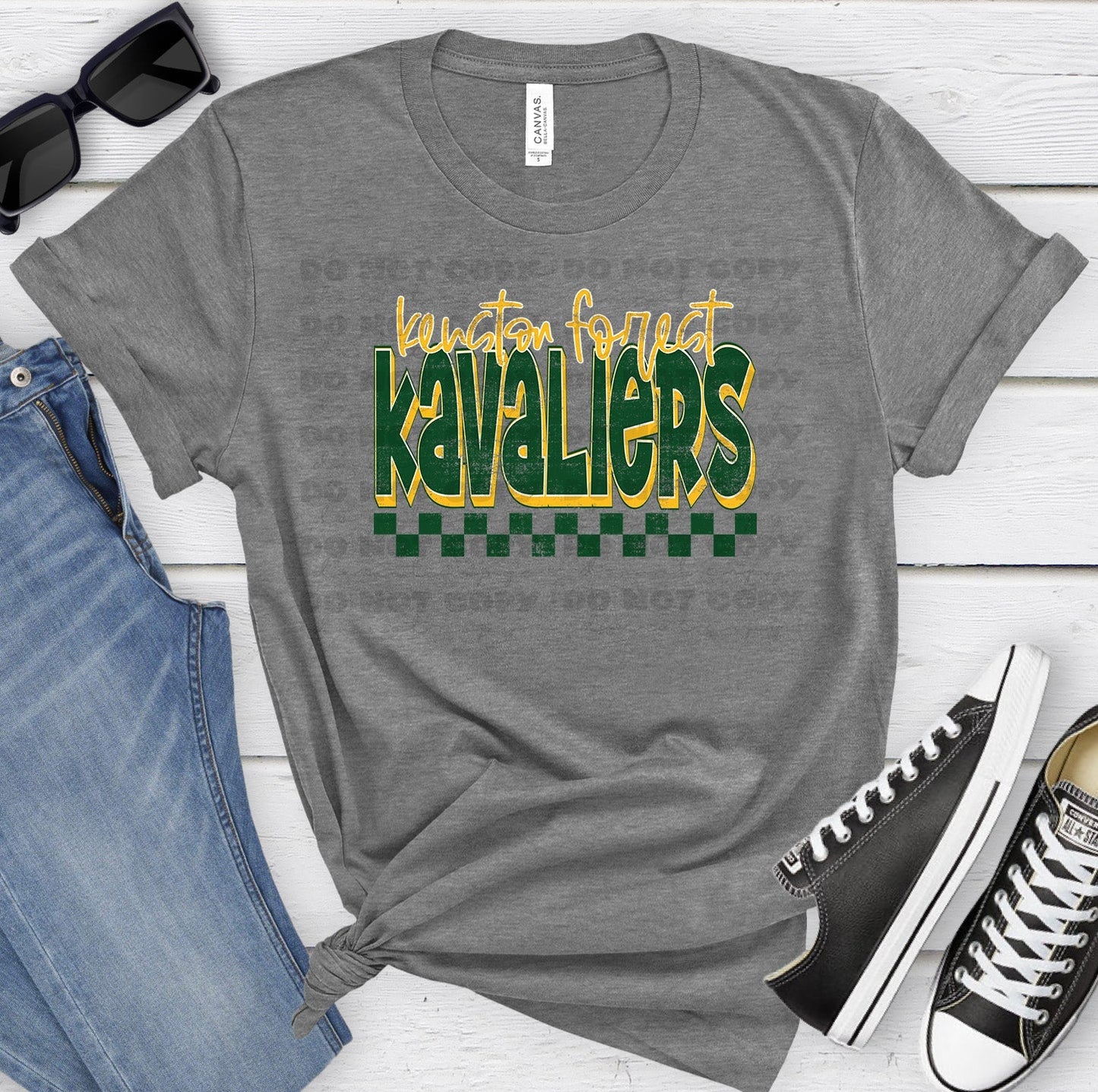 Kenson Forest Kavaliers Dark Green Ath Gold Grunge-Lovie T Designs