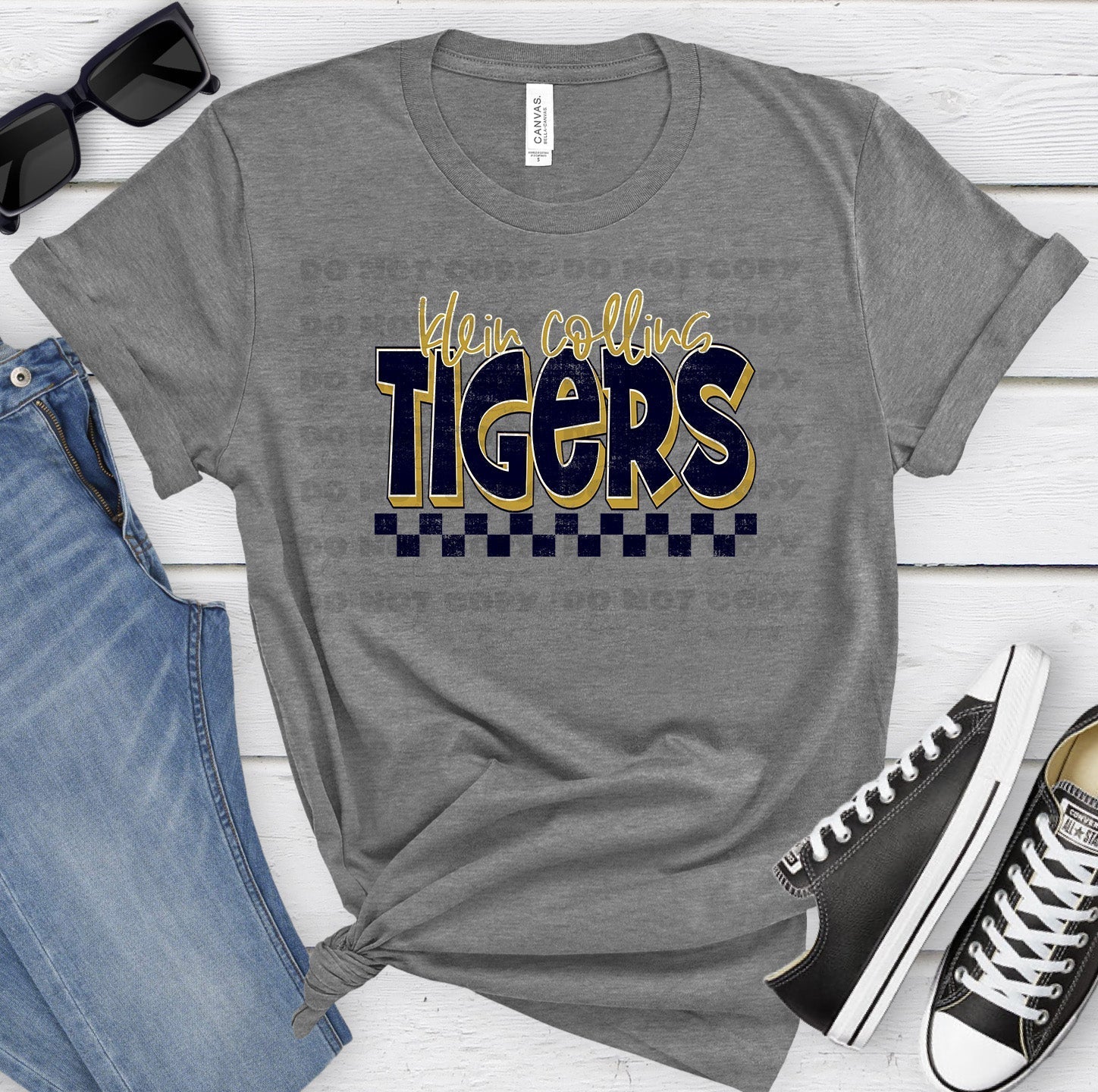 Klein Collins Tigers Navy Vegas Gold Grunge-Lovie T Designs