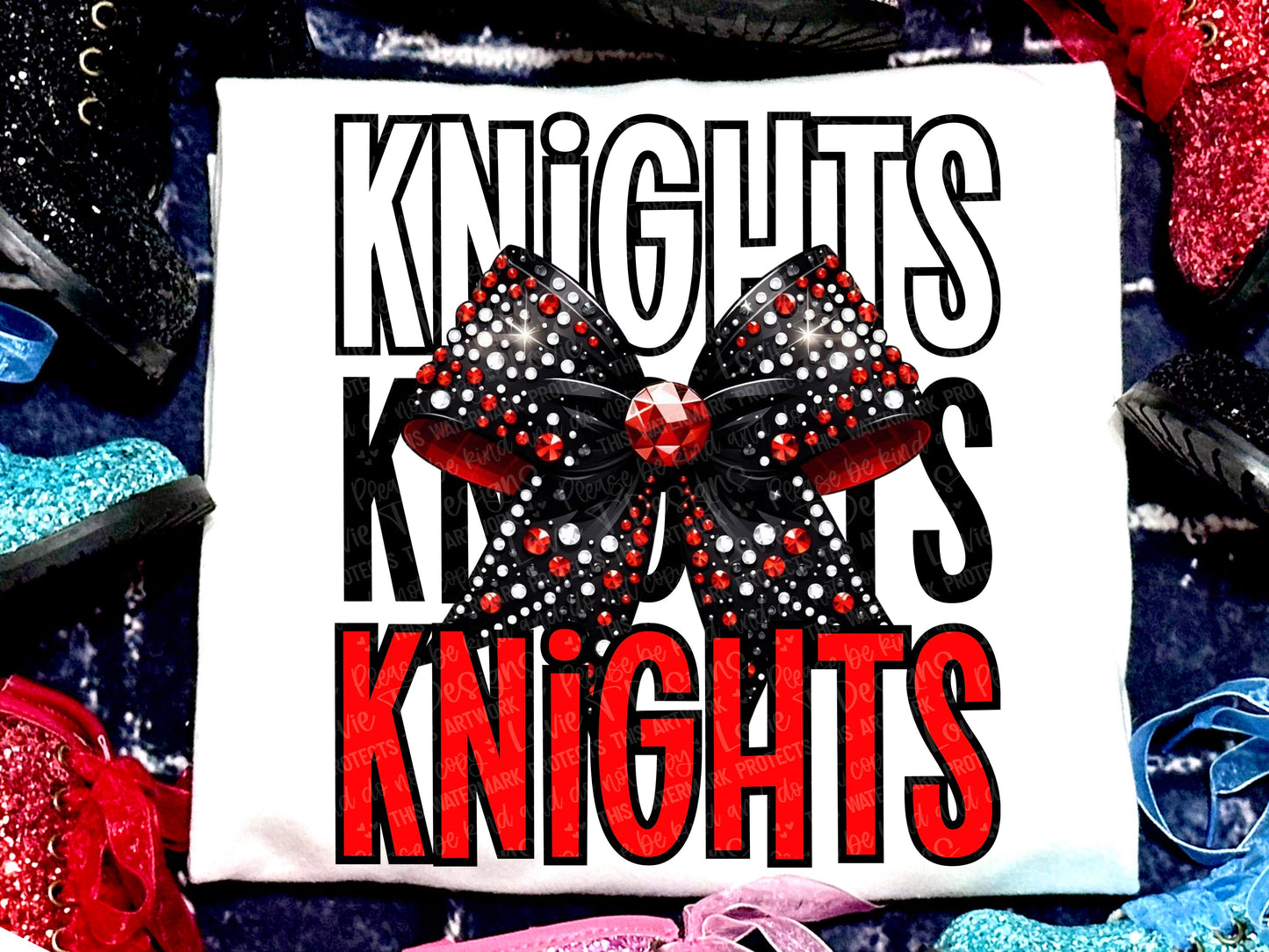 Knights Faux Rhinestones Red-Lovie T Designs