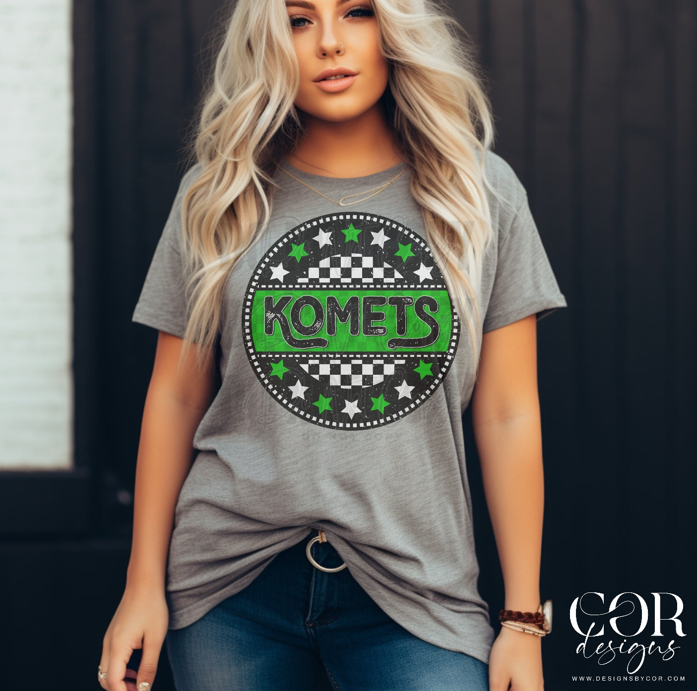 Komets Green Checkered Stars Circle-Lovie T Designs