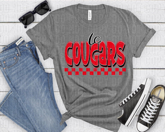 LC Cougars Black Red Grunge-Lovie T Designs