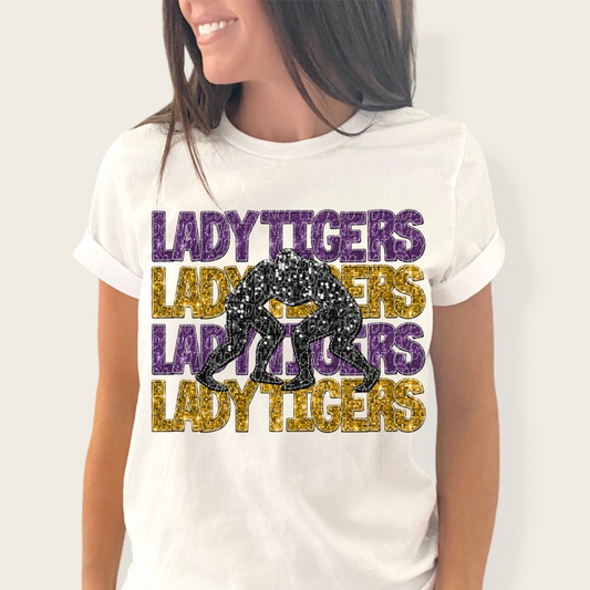 Lady Tigers Purple Gold-[DTF Transfer]-Lovie T Designs