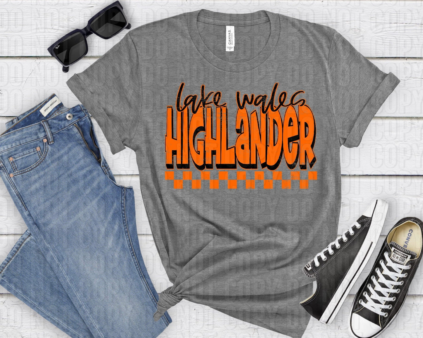 Lake Wales Highlander Black Orange Grunge-Lovie T Designs