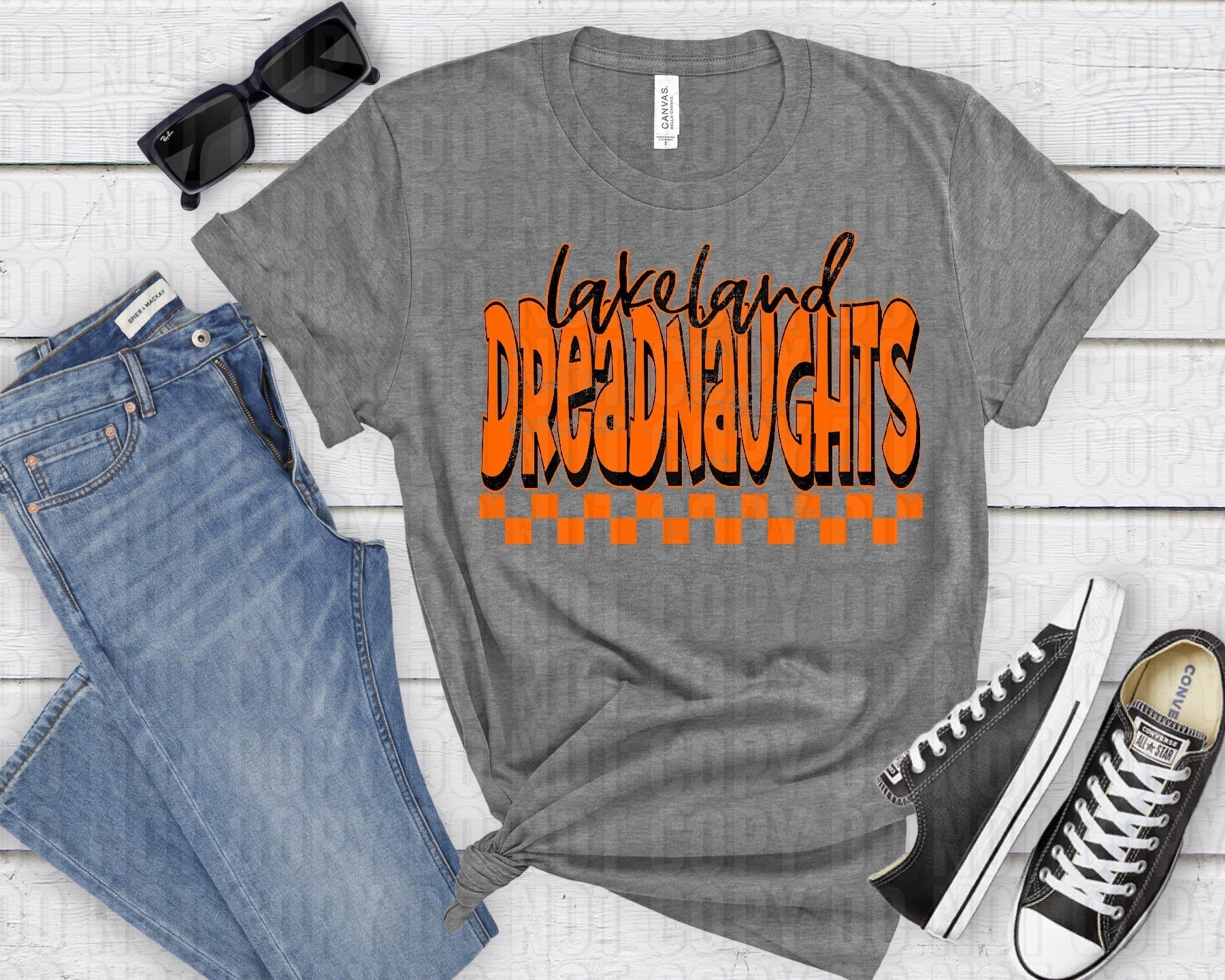 Lakeland Dreadnaughts Black Orange Grunge-Lovie T Designs