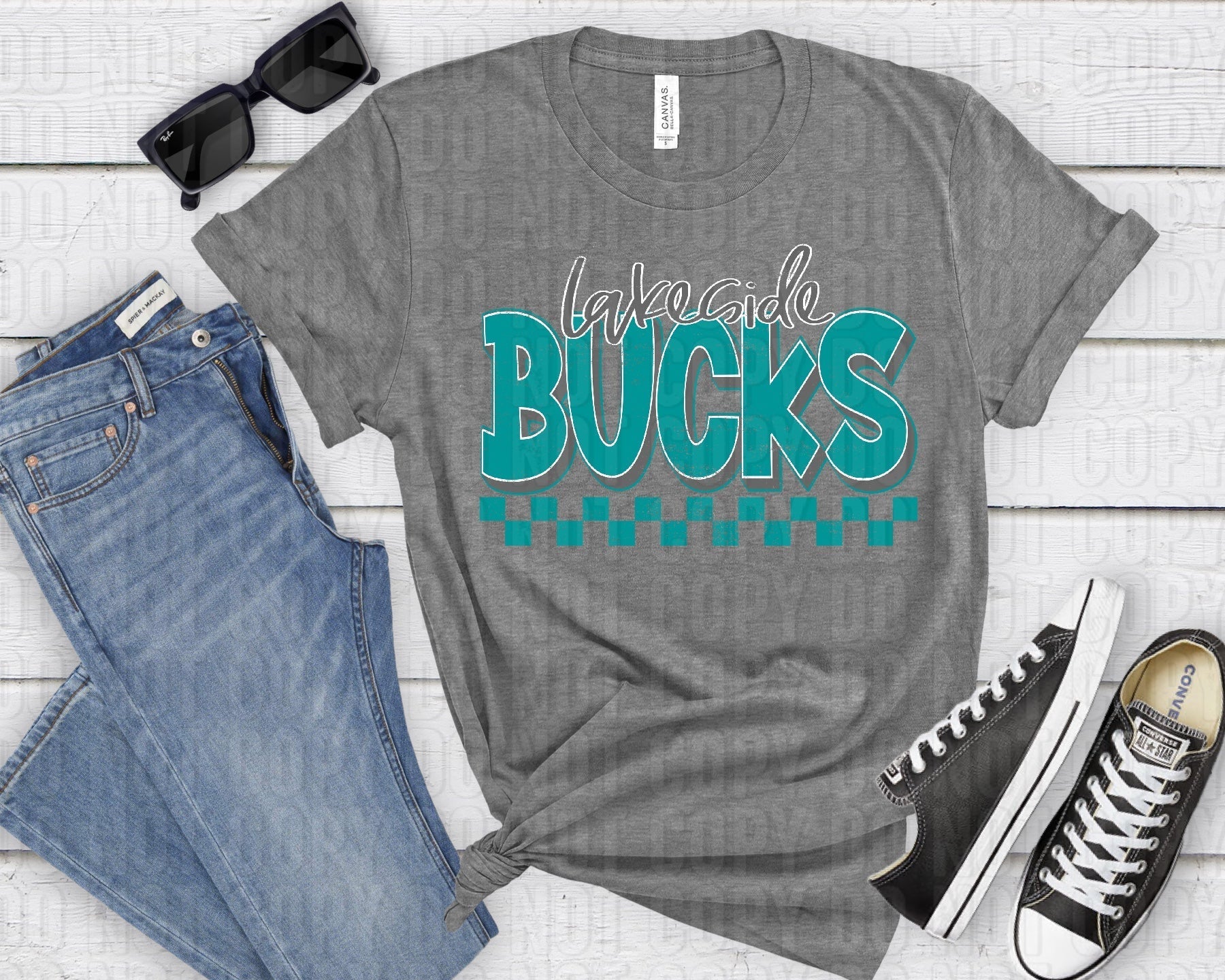 Lakeside Bucks Gray Turquoise Grunge-Lovie T Designs