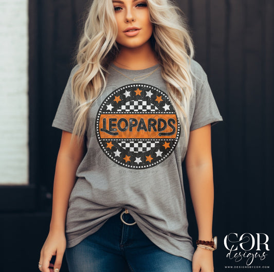 Leopards Orange Checkered Stars Circle-Lovie T Designs