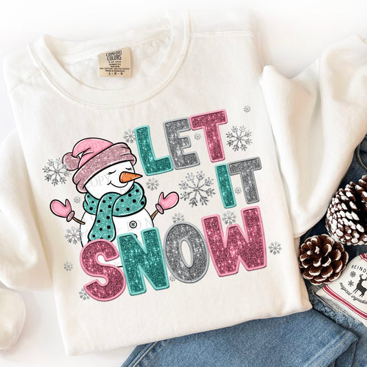 Let It Snow Faux Sequin-[DTF Transfer]-Lovie T Designs