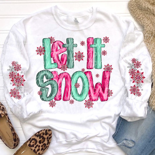 Let It Snow Front and Sleeve-[DTF Transfer]-Lovie T Designs