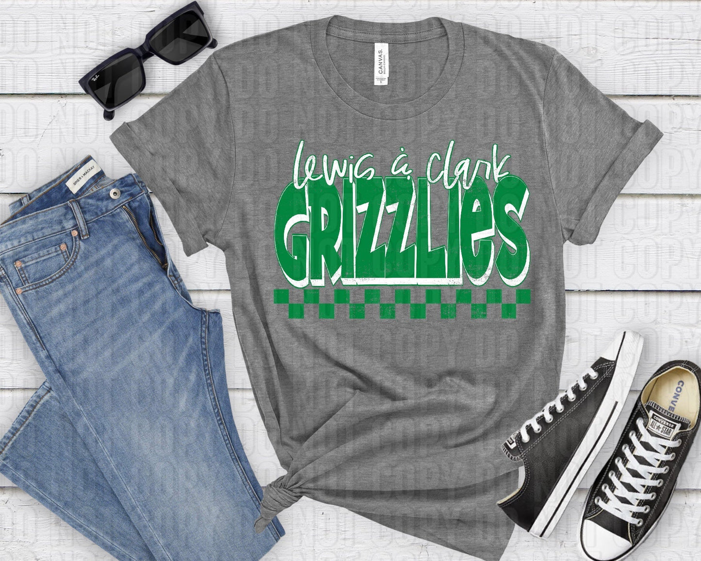 Lewis And Clark Grizzlies White Green Grunge-Lovie T Designs