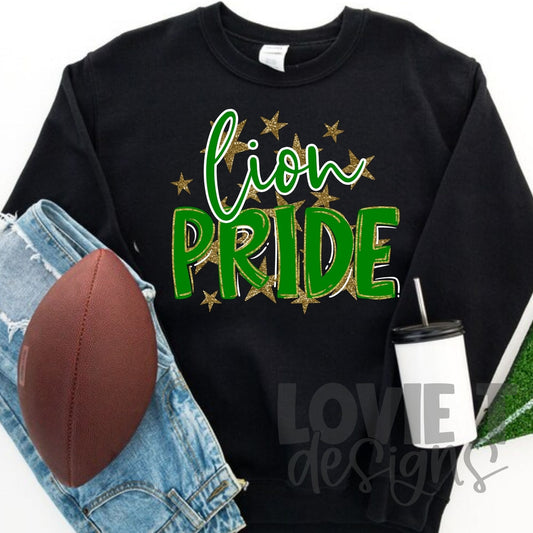 Lion Pride Green with Gold Stars