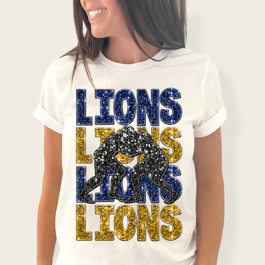 Lions Blue Gold-[DTF Transfer]-Lovie T Designs