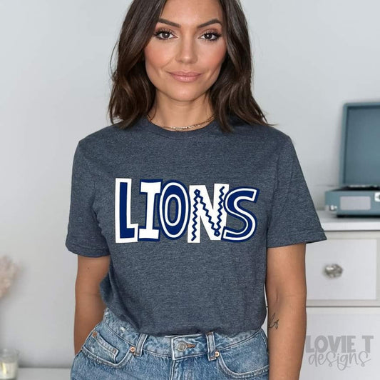 Lions Blue and White Moodle-Lovie T Designs