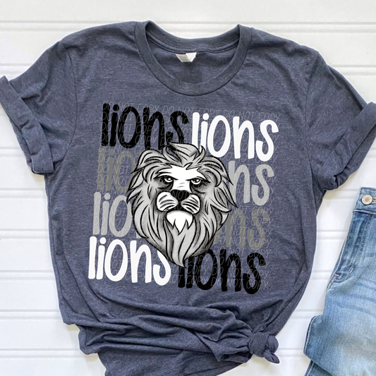 Lions Monochromatic Mascots-Lovie T Designs