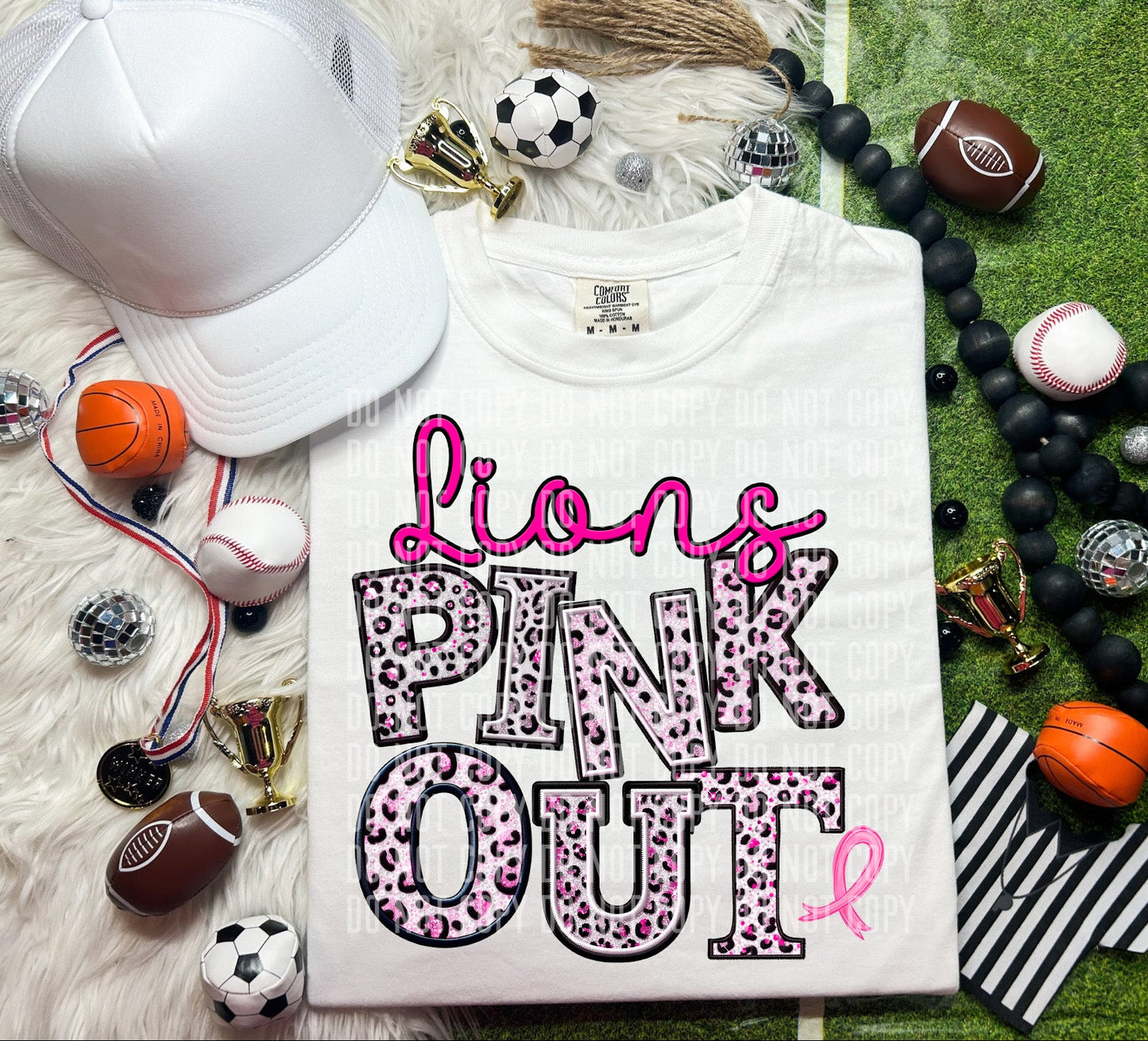 Lions Pink Out Animal Print Mascot-Lovie T Designs