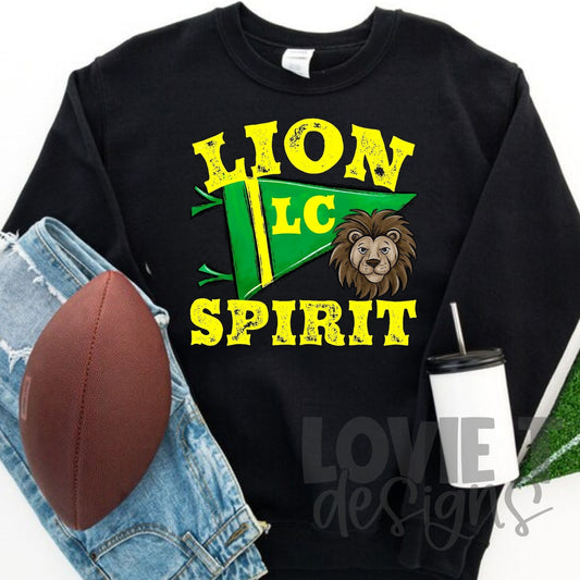 Lions Spirit Pennant Green and Yellow
