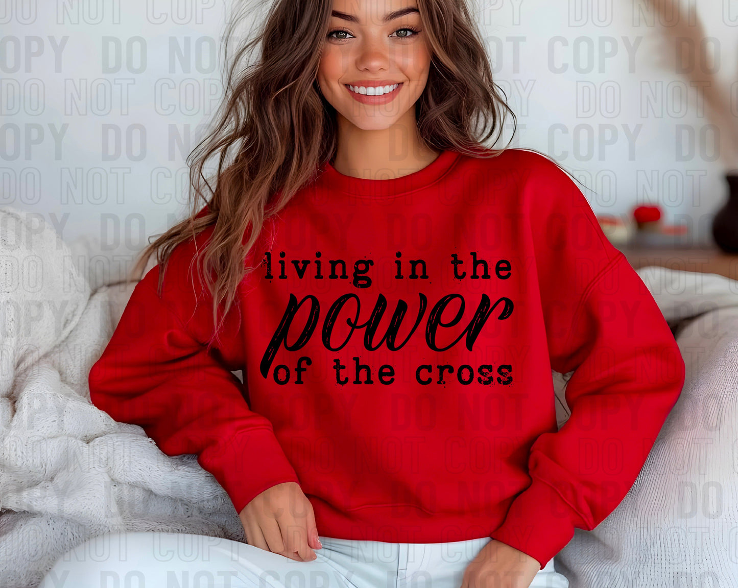 Living In The Power Of The Cross Black Font-[DTF Transfer]-Lovie T Designs