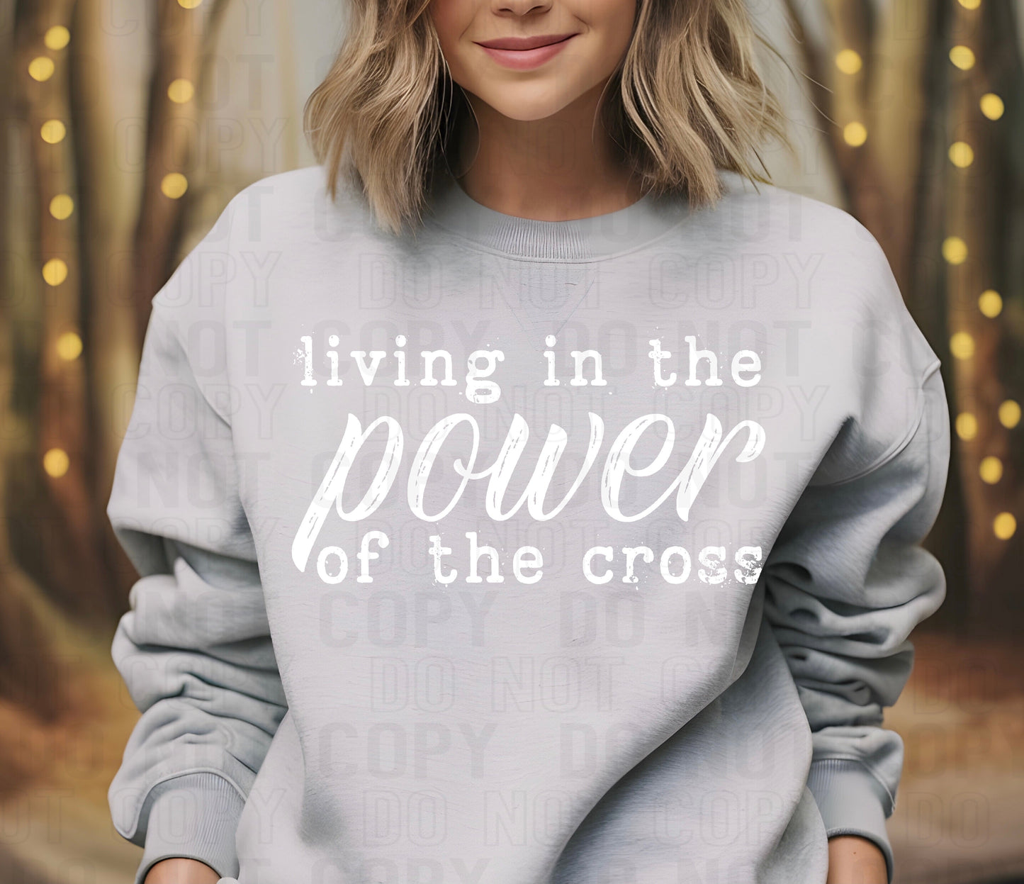 Living In The Power Of The Cross White Font-[DTF Transfer]-Lovie T Designs