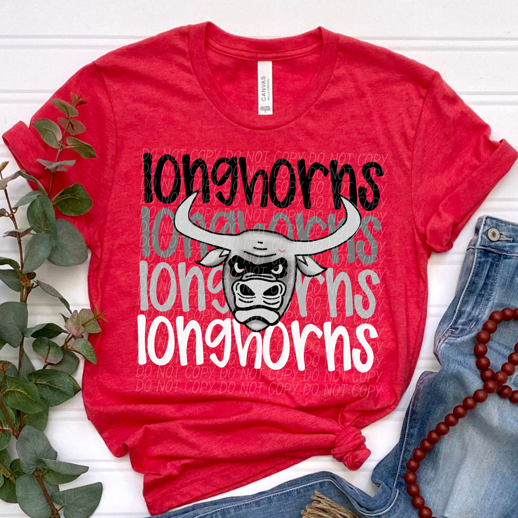 Longhorns Monochromatic Mascots-Lovie T Designs