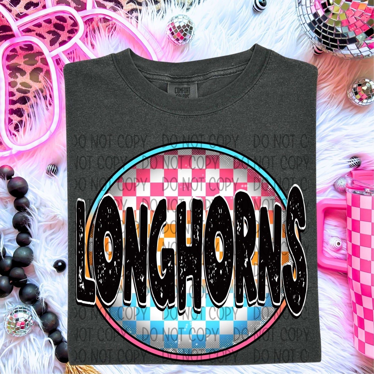 Longhorns Neon Circle Mascots-Lovie T Designs