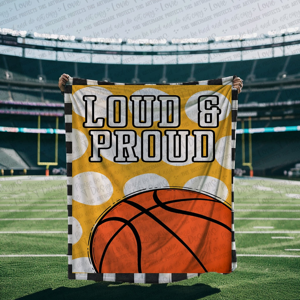 Loud and Proud Basketball Blanket Mockup-Lovie T Designs