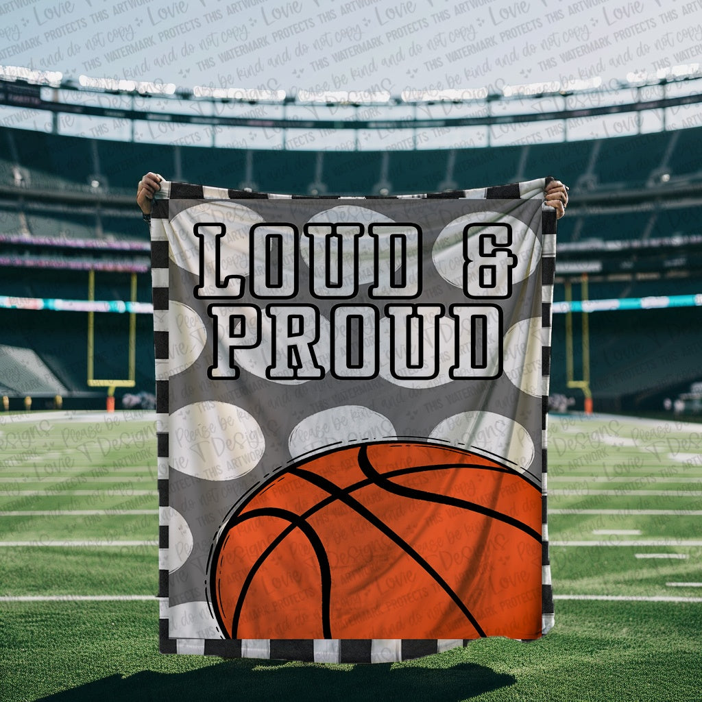 Loud and Proud Basketball Blanket Mockup-Lovie T Designs