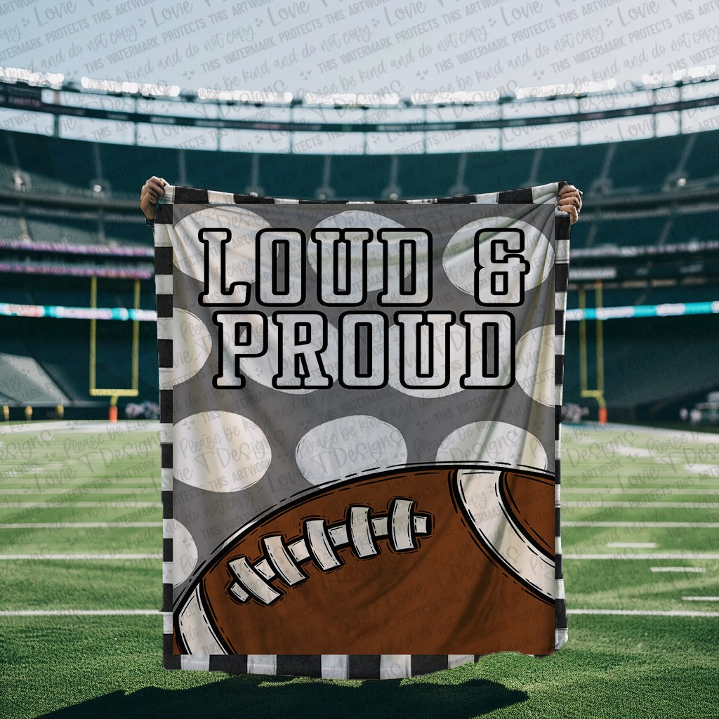 Loud and Proud Football Blanket Mockup-Lovie T Designs