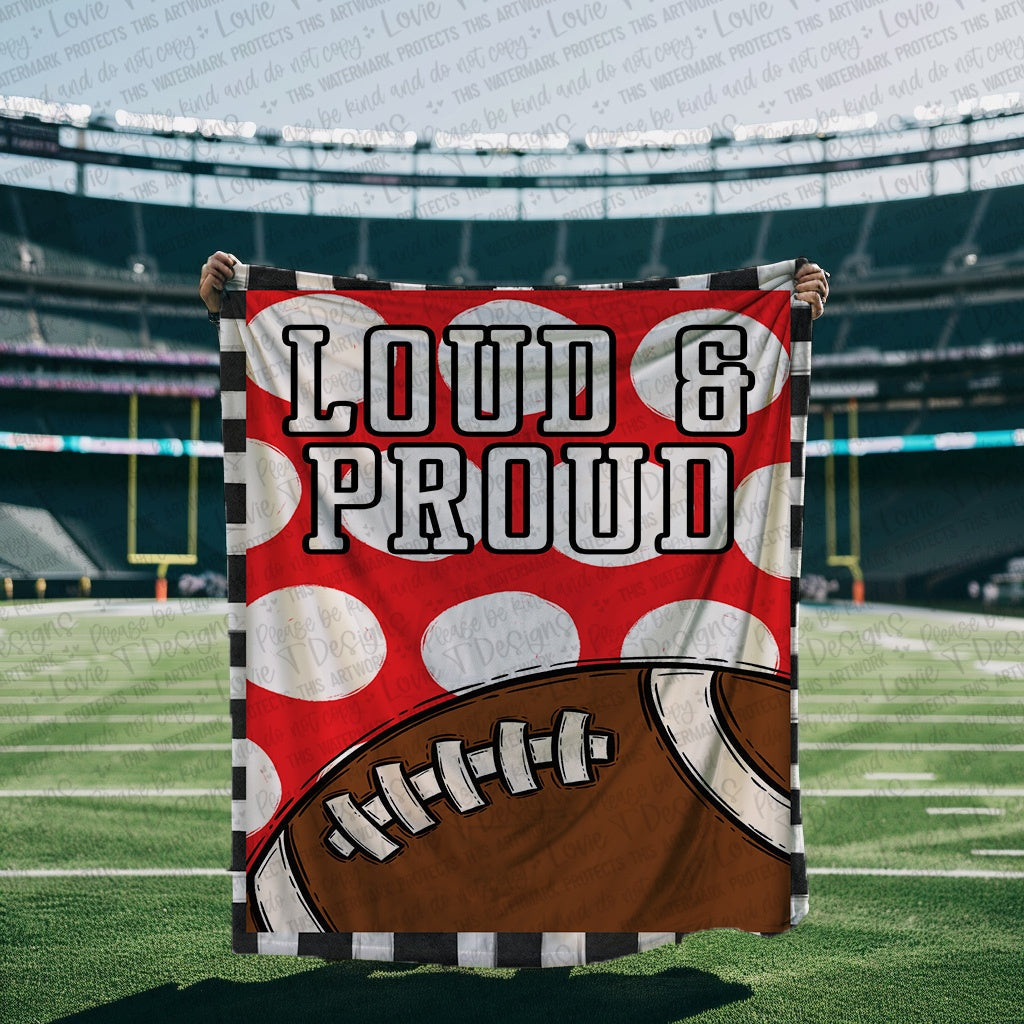 Loud and Proud Football Blanket Mockup-Lovie T Designs