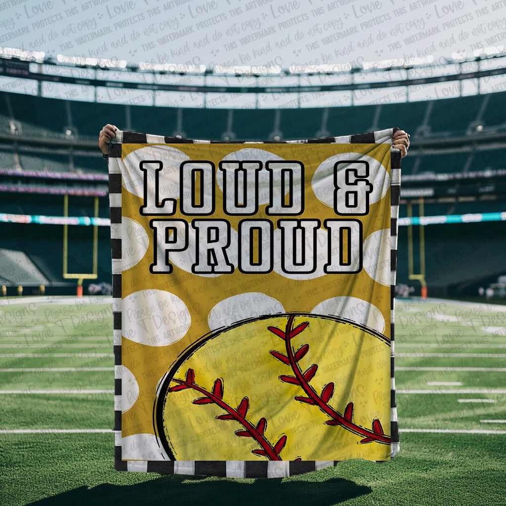 Loud and Proud Softball Blanket Mockup-Lovie T Designs