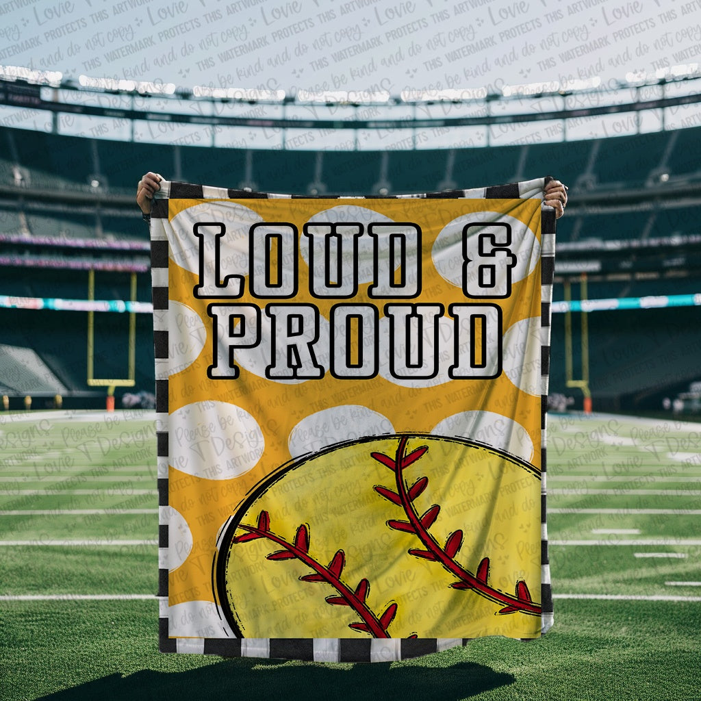 Loud and Proud Softball Blanket Mockup-Lovie T Designs